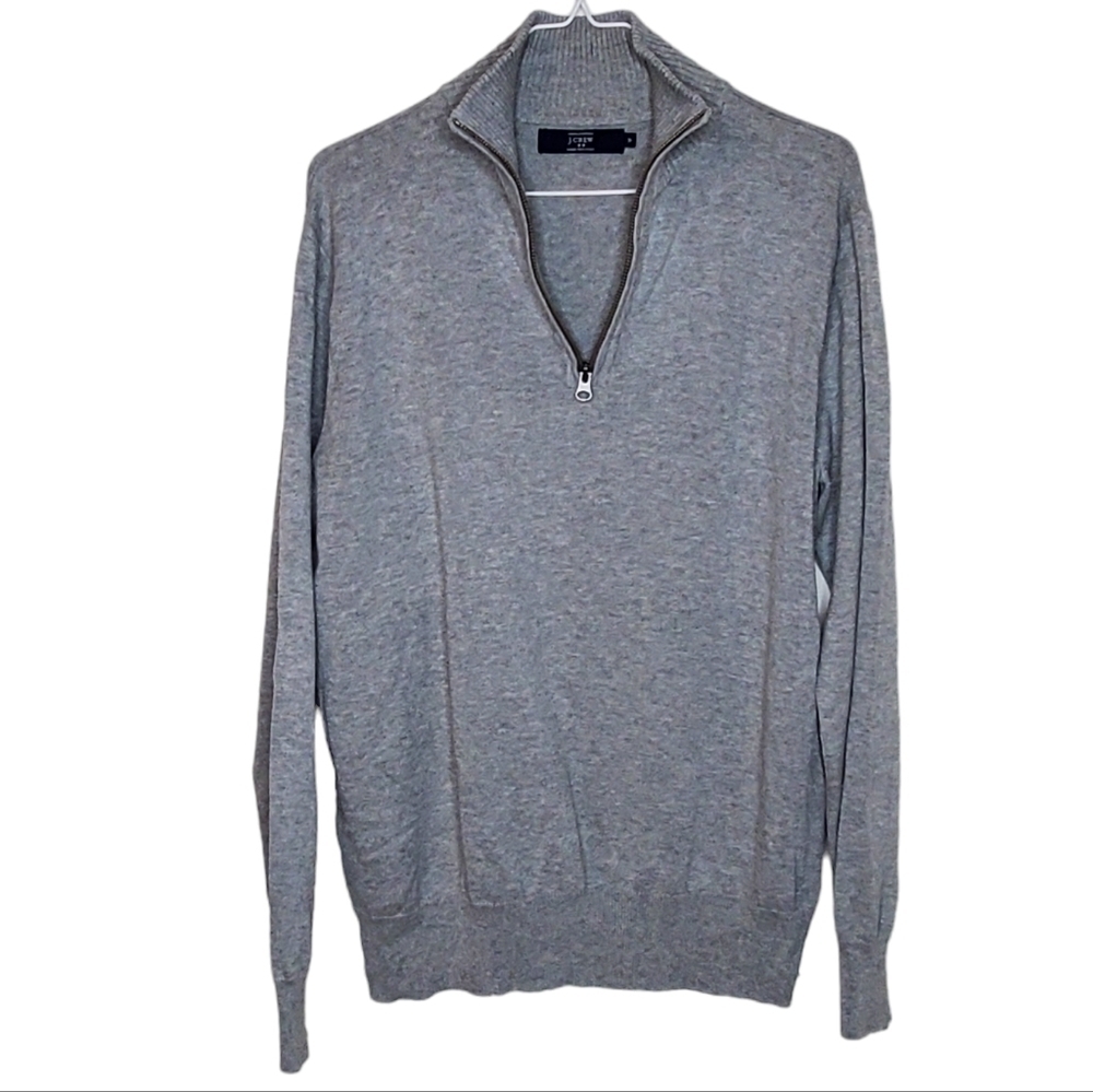 J Crew Men's Half-zip Cotton Sweater, Gray Pullover Business Casual Sweater Sz M - Picture 2 of 7